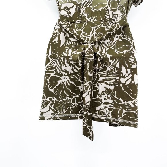 Y2K 2000s BCBG Bcbgmaxazria Floral Print V Neck Wrap Around Tie Back Tunic Top - Picture 5 of 7